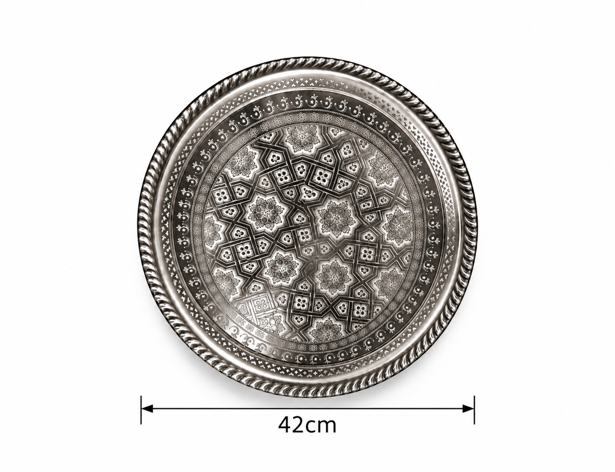 Moroccan Noorhaven Serving Silver Tray (42cm) - M90