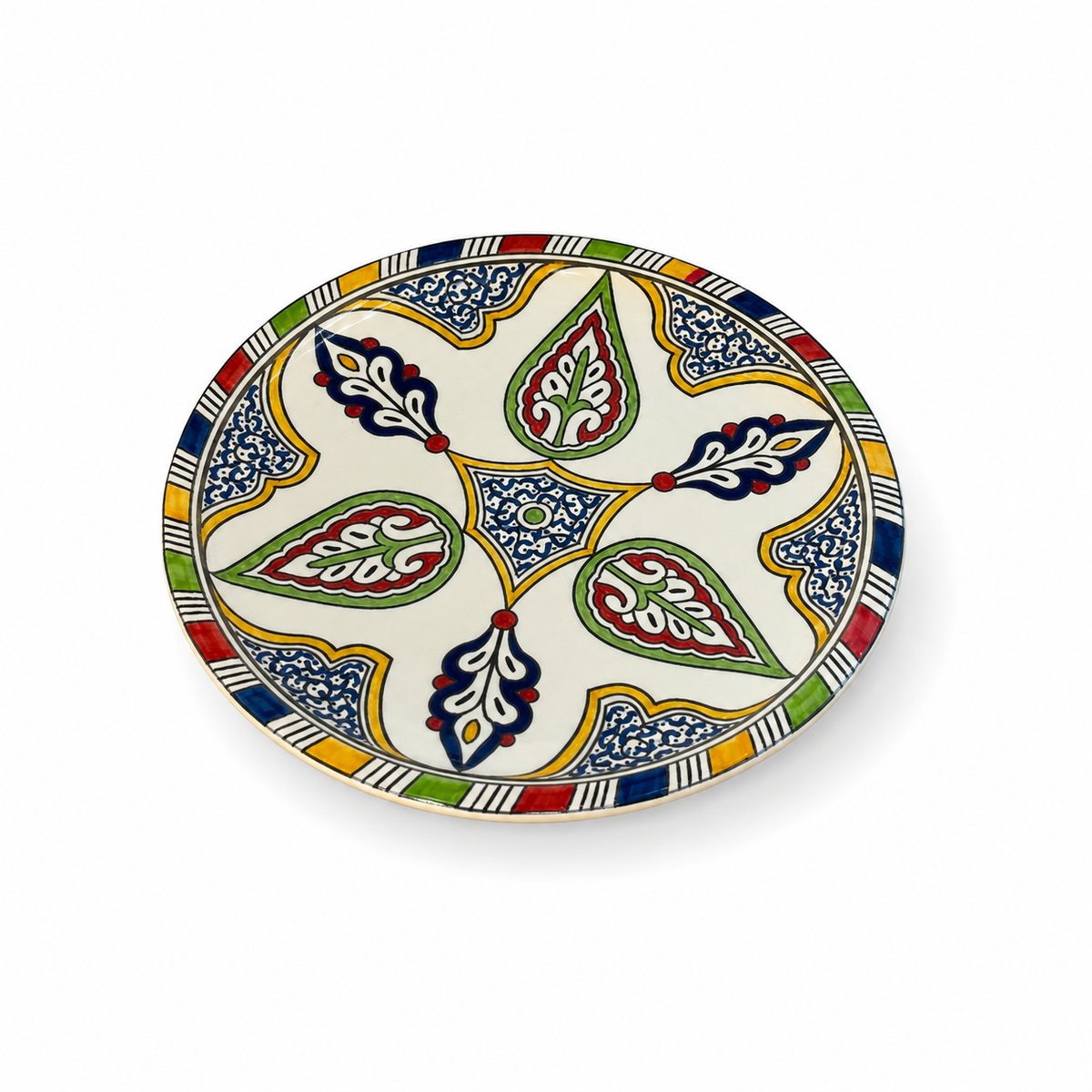 Moroccan Mosaic Ceramic Serving Plate–Handcrafted Decorative Tableware & Display Dish 26cm - M15 (03)