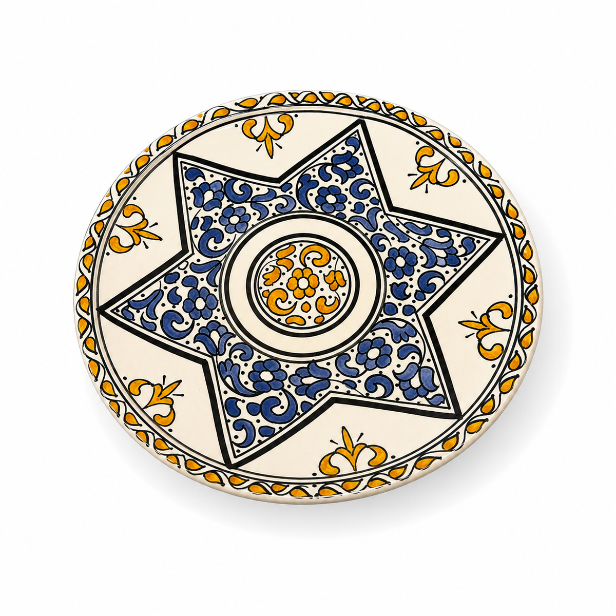 Moroccan Mosaic Ceramic Serving Plate–Handcrafted Decorative Tableware & Display Dish 26cm - M15 (03)