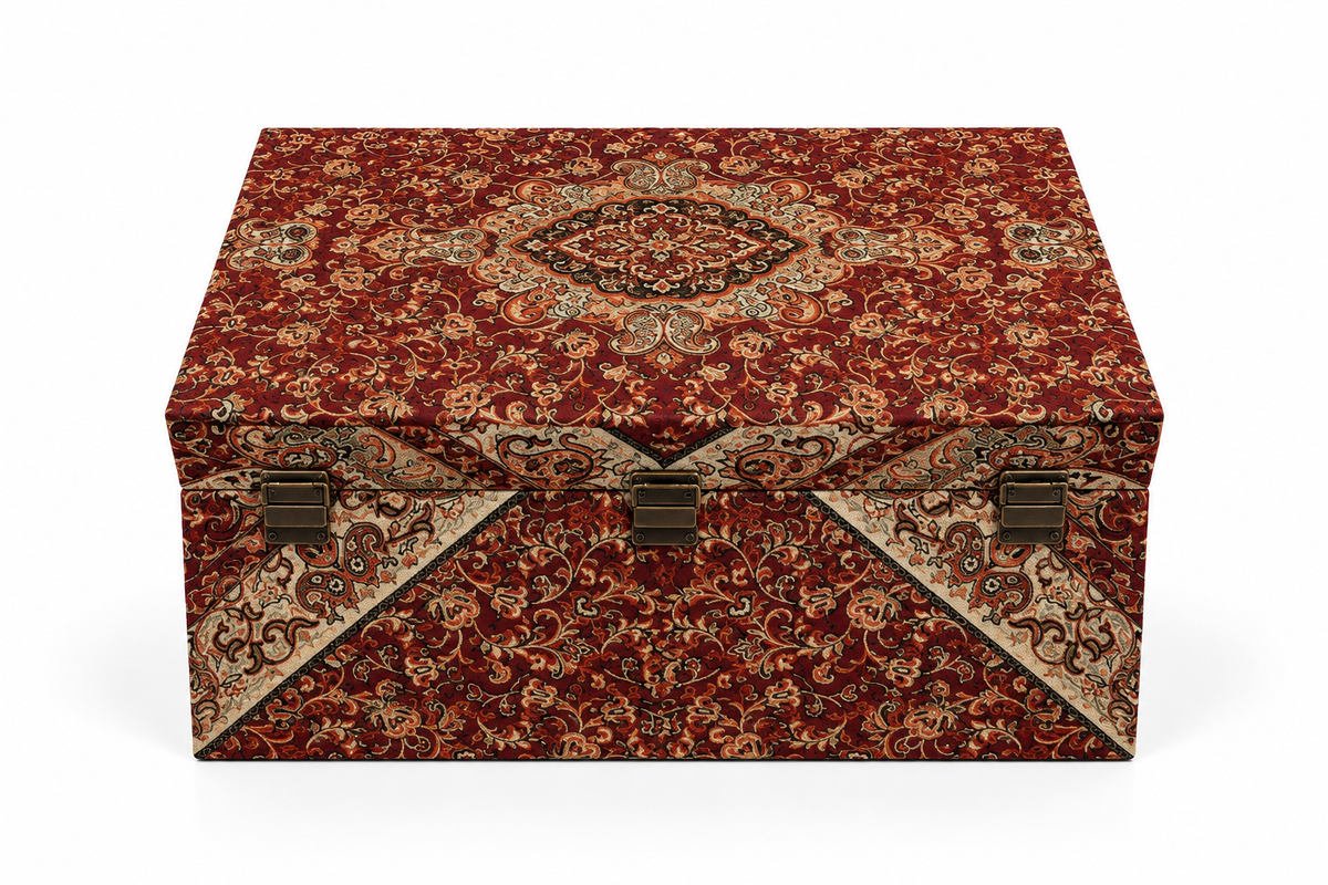 Zarina Crimson Termeh Keepsake Storage Box - (30x50x22cm)