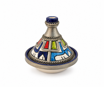 Moroccan Mini Tagine Decorative Ceramic Dish with Brass Lid - M157