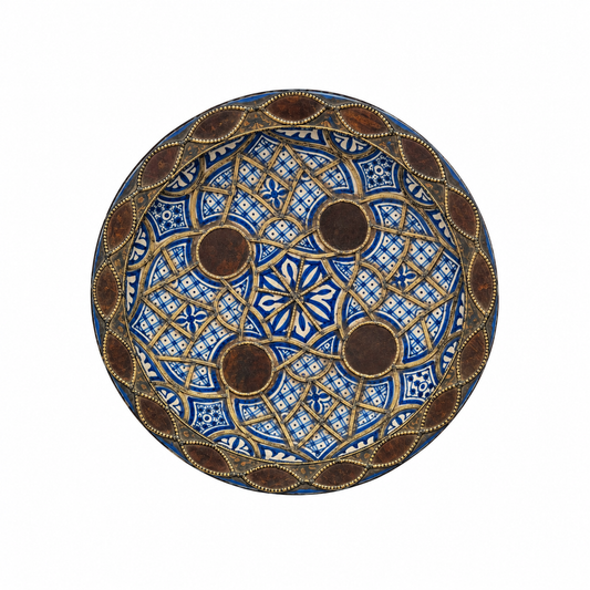 Zaynah Cobalt Medallion Moroccan w/ Copper Decorative Plate - (45cm)