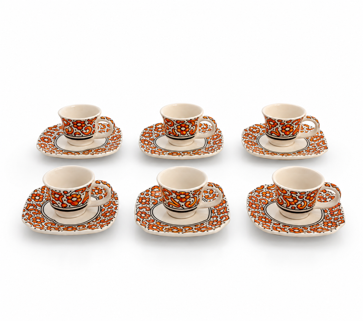 Tuscan Bloom Moroccan Handcrafted Cup & Saucer 6pcs Set - M27