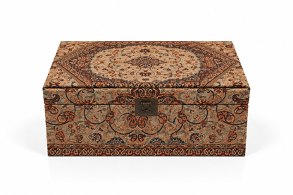 Sahar Beige Medallion Termeh Keepsake Storage Box - (30x50x22cm)