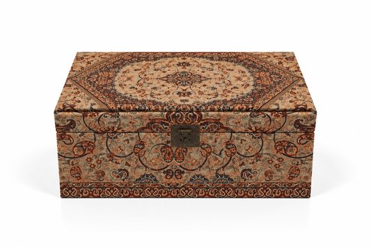 Sahar Beige Medallion Termeh Keepsake Storage Box - (30x50x22cm)