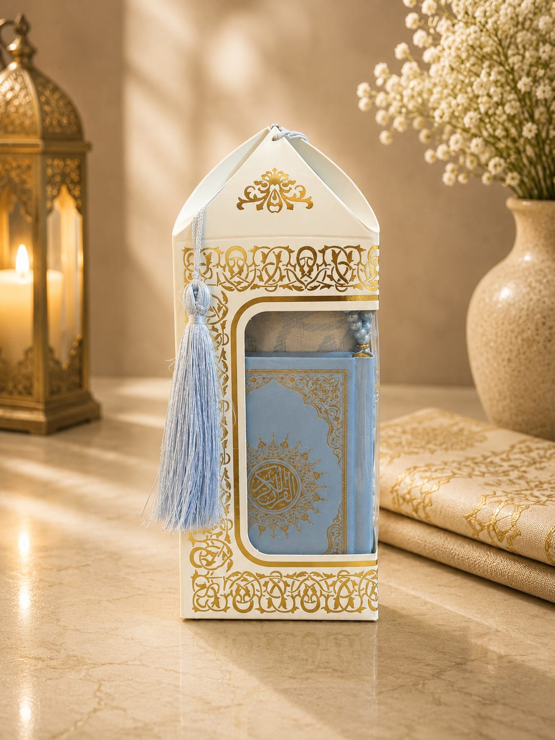 Mini Quran with Prayer Mat &Prayer Beads Gift Set -1685-