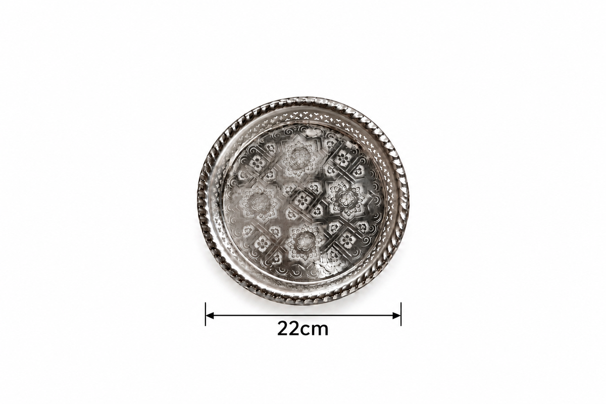 Moroccan Noorhaven Serving Silver Tray (22cm) - M94