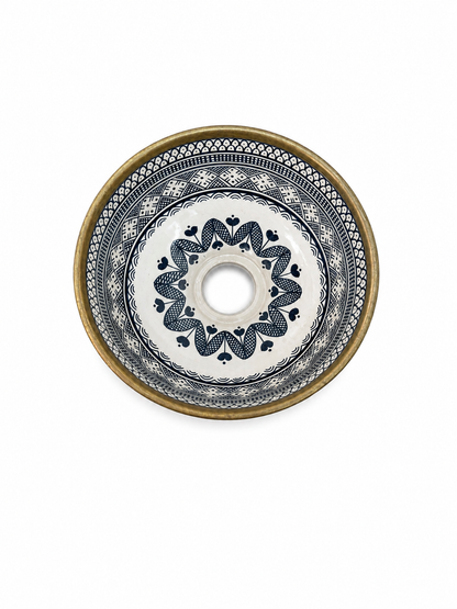 Moroccan Royal Blue Handcrafted Copper-Rim Basin - M41
