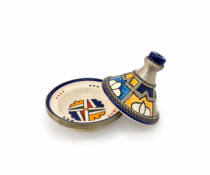 Moroccan Mini Tagine Decorative Ceramic Dish with Brass Lid - M157