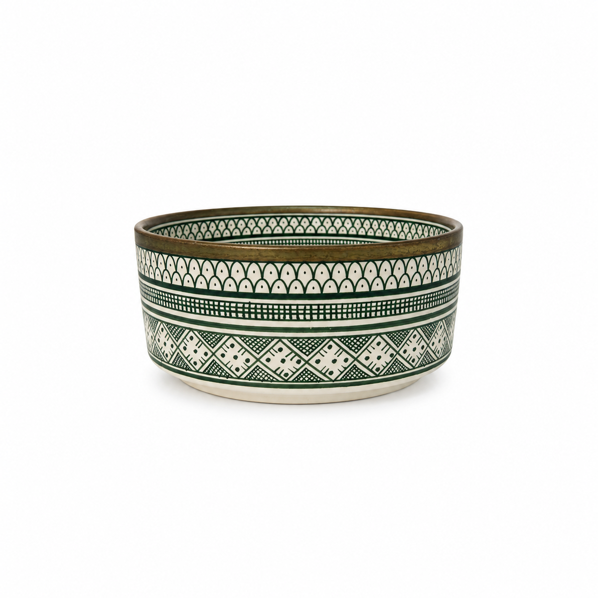 Moroccan Jade Handcrafted Copper-Rim Basin - M41