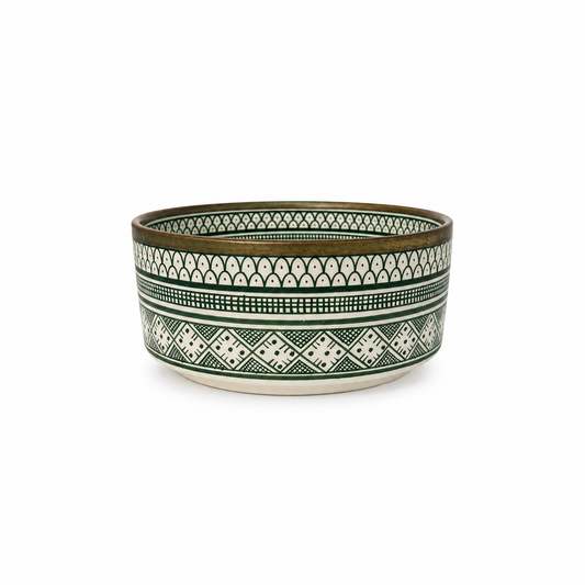 Moroccan Jade Handcrafted Copper-Rim Basin - M41