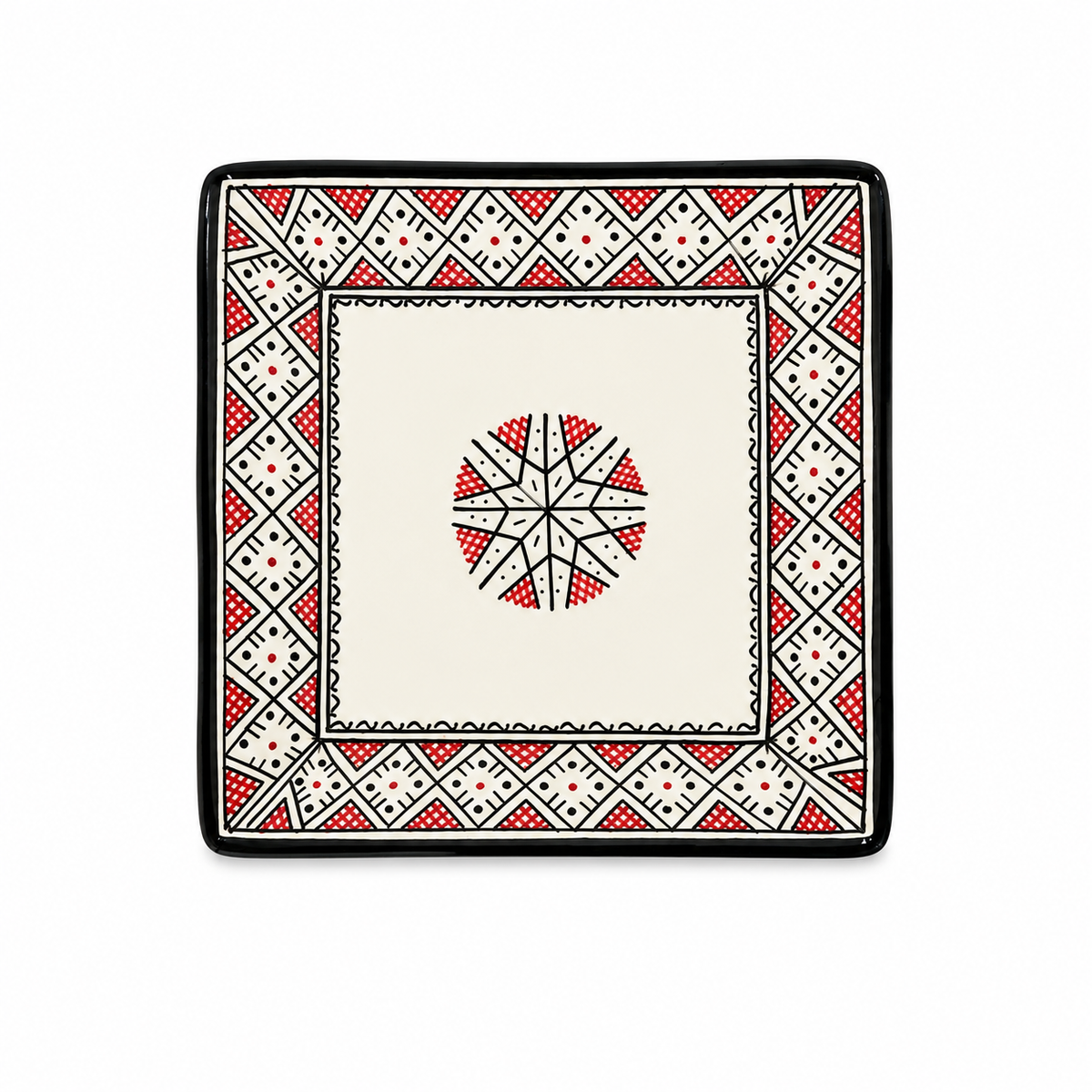 Handcrafted Moroccan Pattern Square Ceramic Plate 21cm - M12