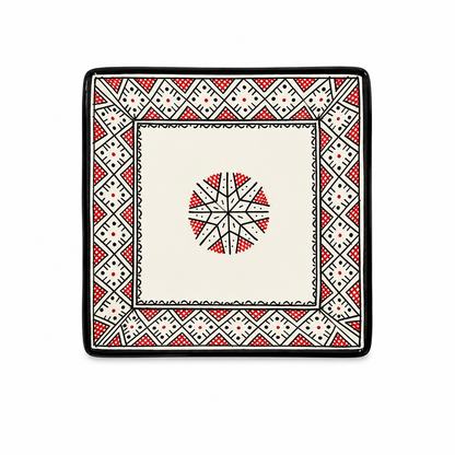 Handcrafted Moroccan Pattern Square Ceramic Plate 21cm - M12