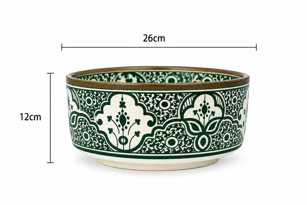 Emerald Medina Artisan Moroccan Copper-Rim Basin - M41