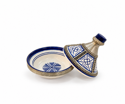 Moroccan Mini Tagine Decorative Ceramic Dish with Brass Lid - M157