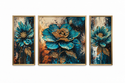 Mystic Lagoon Bloom Decorative Wall Art Frame - (30x65x30cm)
