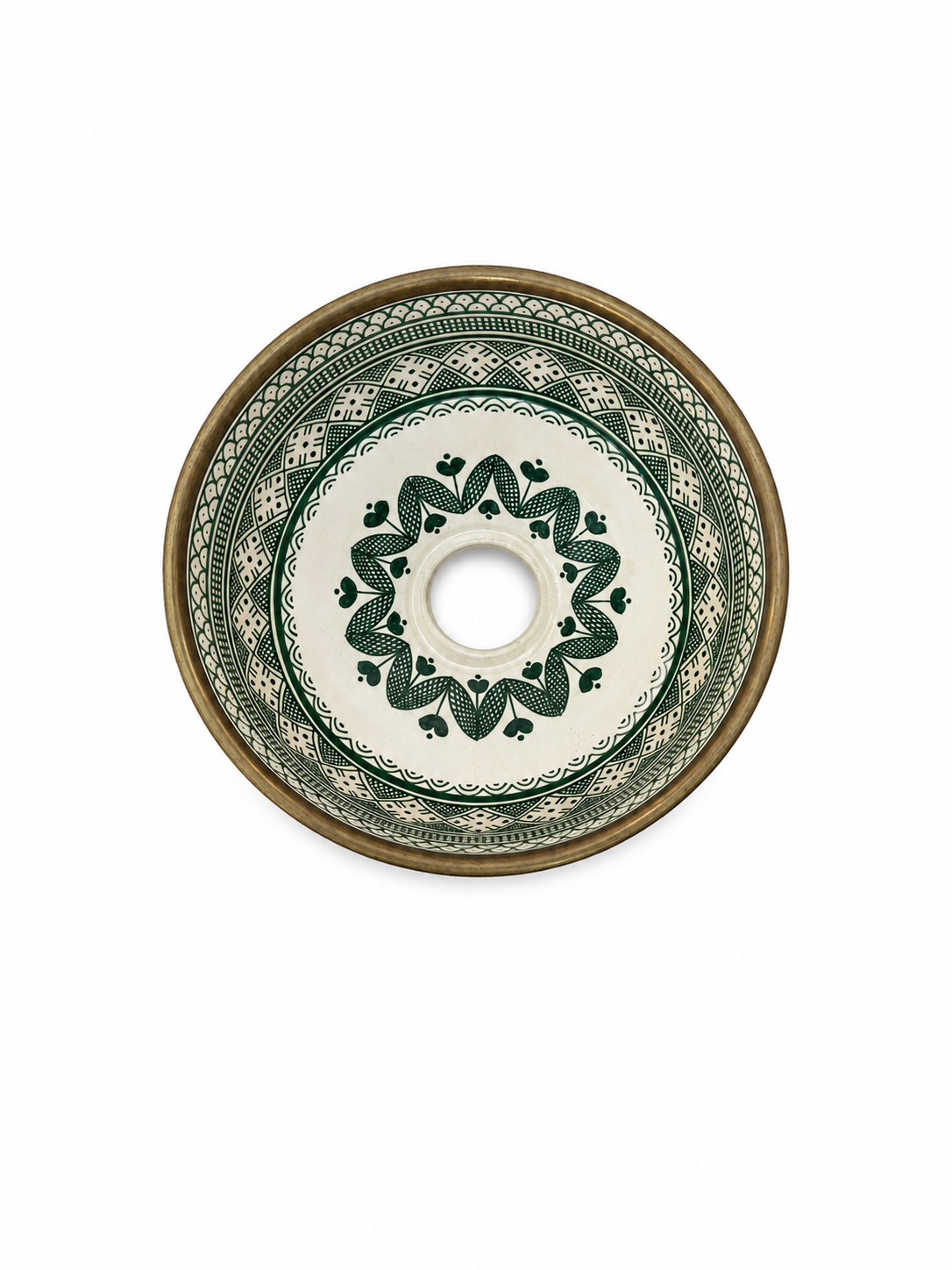 Moroccan Jade Handcrafted Copper-Rim Basin - M41