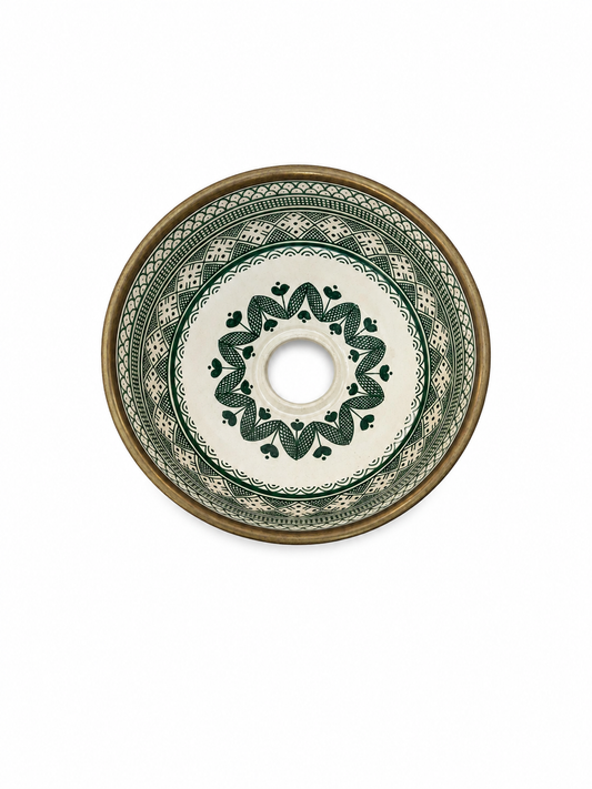 Moroccan Jade Handcrafted Copper-Rim Basin - M41