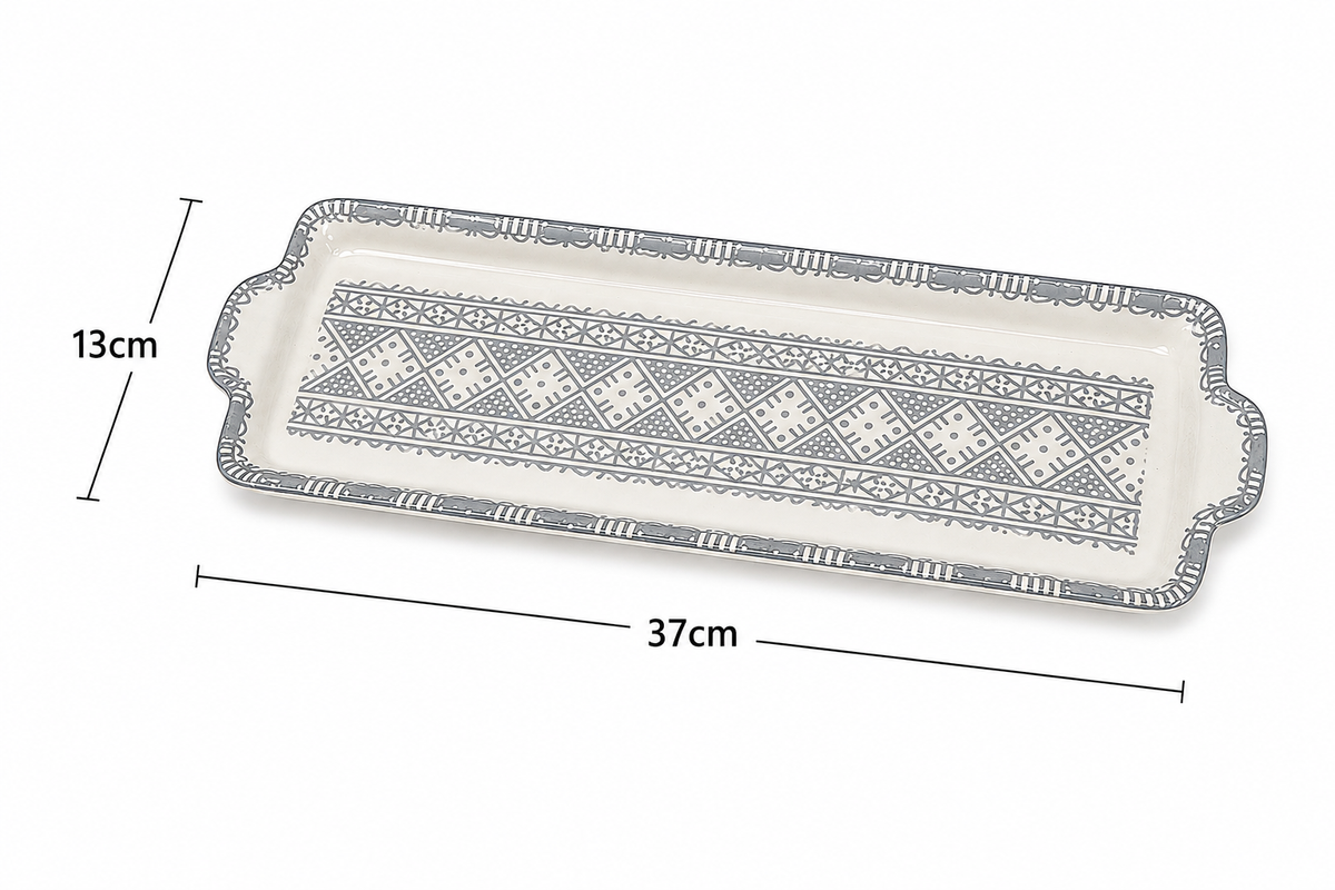 Silver Sands Ceramic Serving Tray Decorative Platter - M14