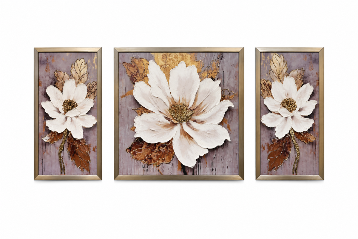 Aurelia Floral Ensemble Decorative Wall Art Frame - (30x65x30cm)