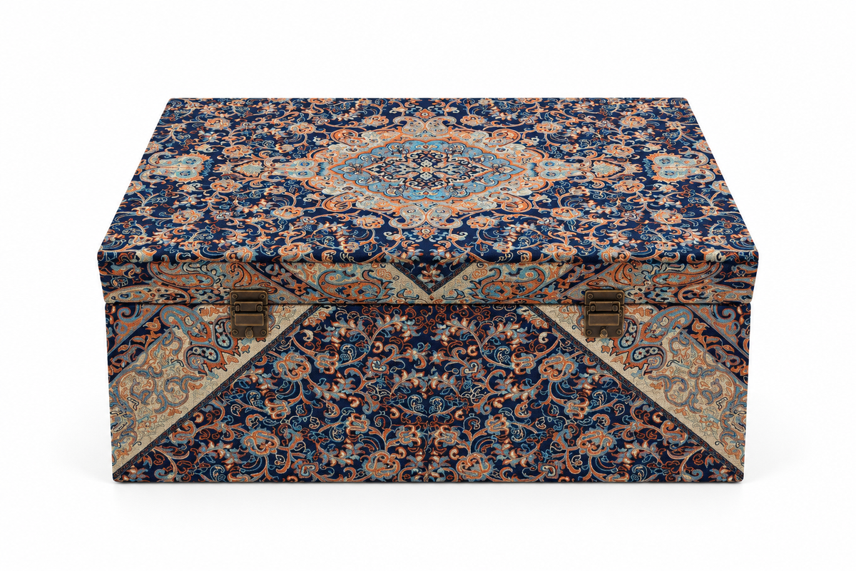 Firouzeh Royal Medallion Termeh Keepsake Storage Box - (30x50x22cm)