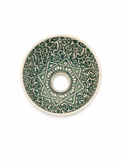 Moroccan Handcrafted Emerald Vine Artisan Basin - M39