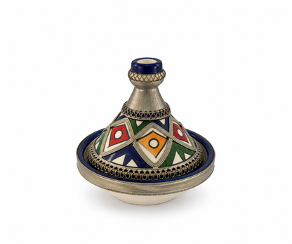 Moroccan Mini Tagine Decorative Ceramic Dish with Brass Lid - M157