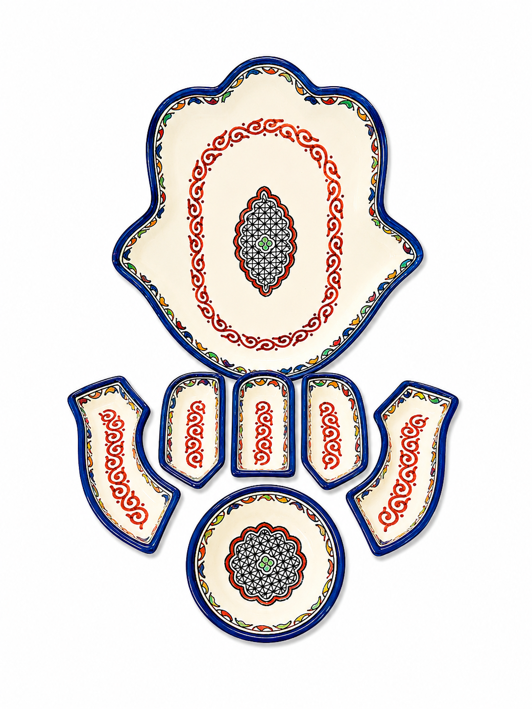 Cobalt Royale Hamsa Ceramic Serving Tray Set - M9