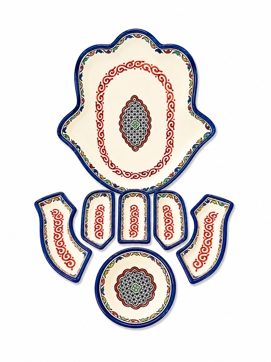 Cobalt Royale Hamsa Ceramic Serving Tray Set - M9