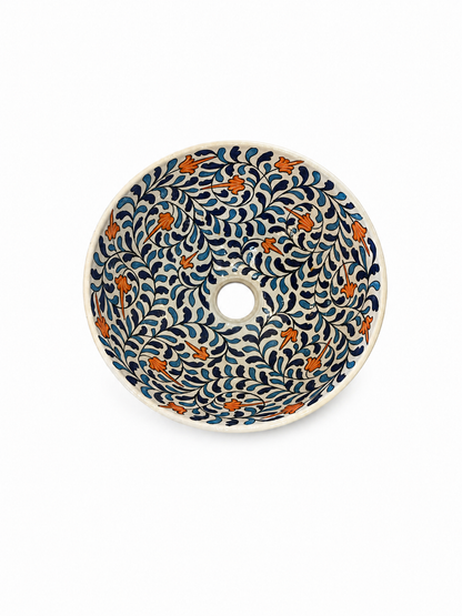 Royal Iznik Floral Ceramic Vessel Basin - M39
