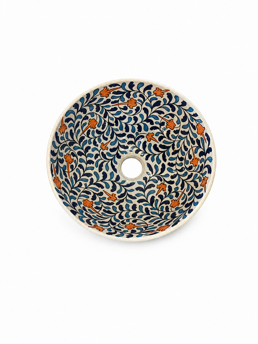 Royal Iznik Floral Ceramic Vessel Basin - M39