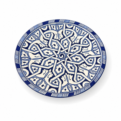 Moroccan Mosaic Ceramic Serving Plate–Handcrafted Decorative Tableware & Display Dish 26cm - M15 (01)