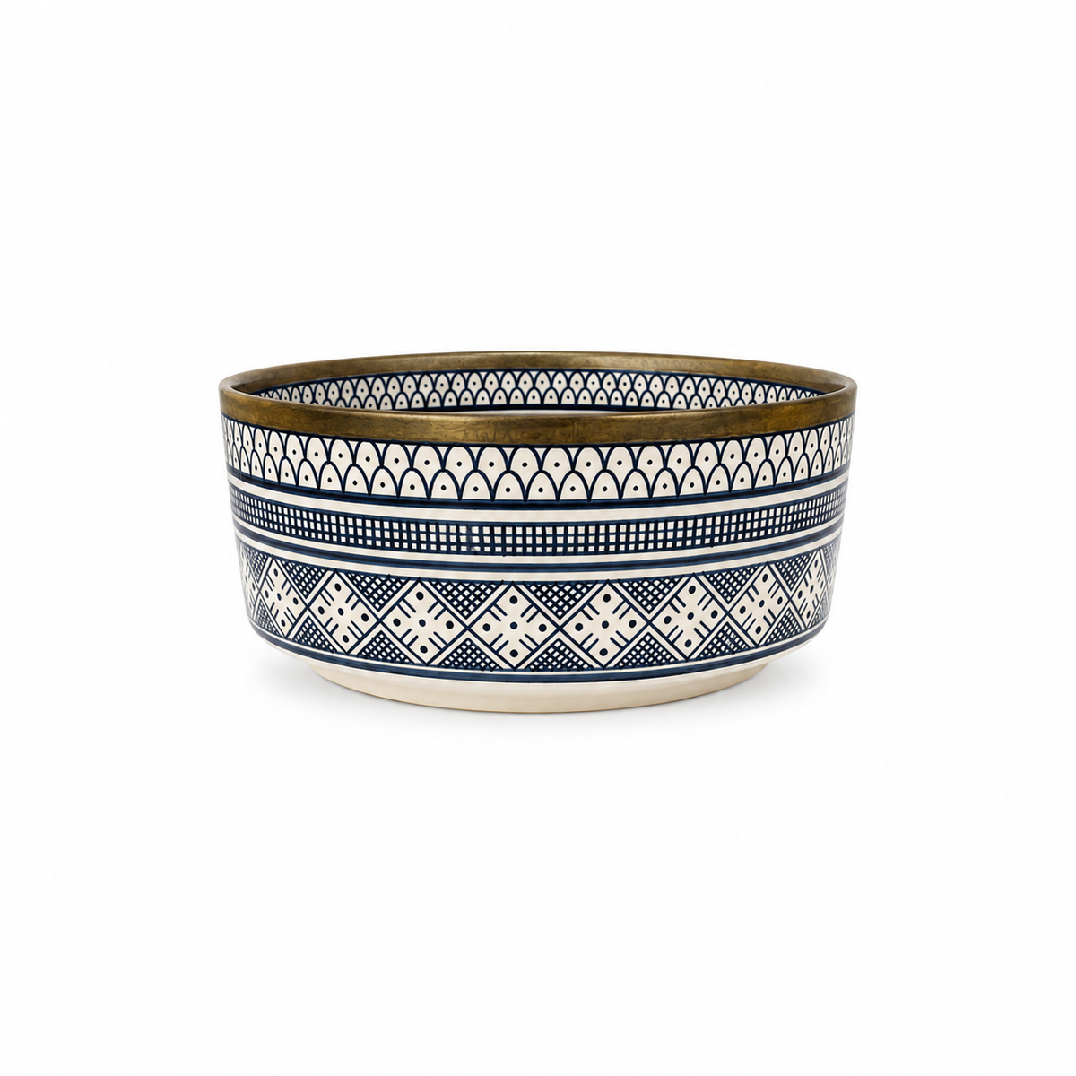 Moroccan Royal Blue Handcrafted Copper-Rim Basin - M41