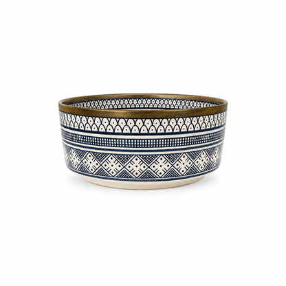 Moroccan Royal Blue Handcrafted Copper-Rim Basin - M41