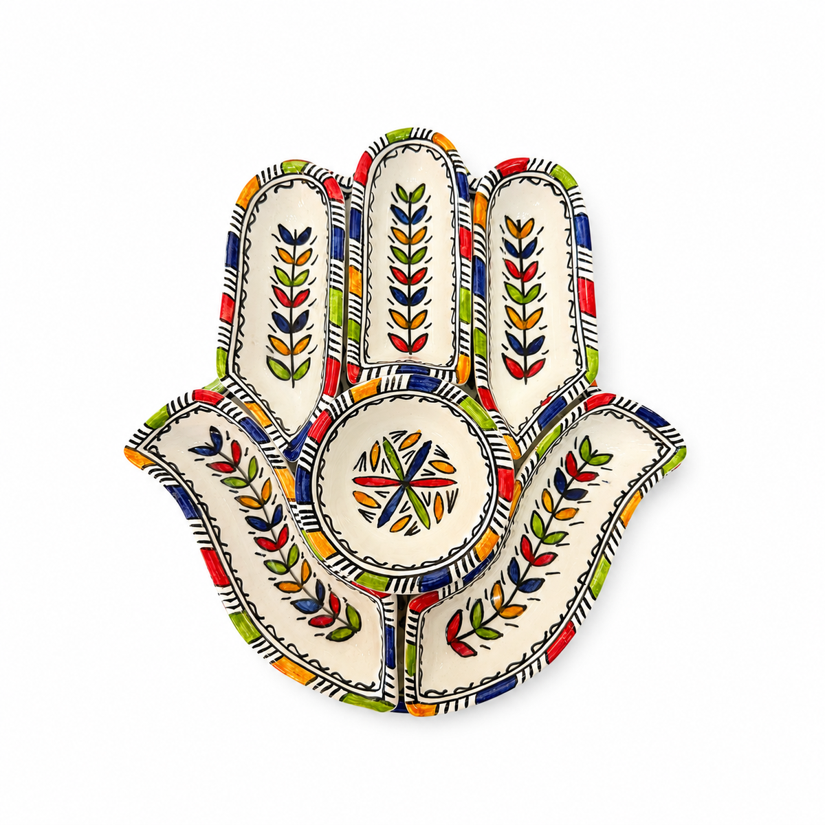 Oasis Petals Hamsa Ceramic Serving Tray - M10