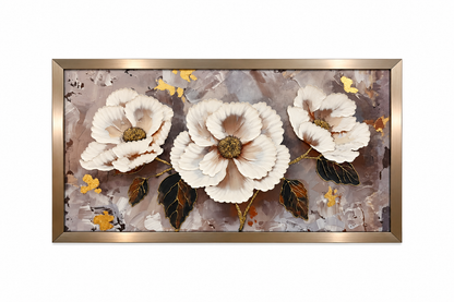 Golden Blossom Harmony Decorative Wall Art Frame - (65x110cm)