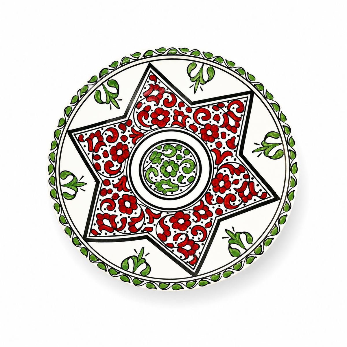 Moroccan Mosaic Ceramic Serving Plate–Handcrafted Decorative Tableware & Display Dish 26cm - M15 (03)