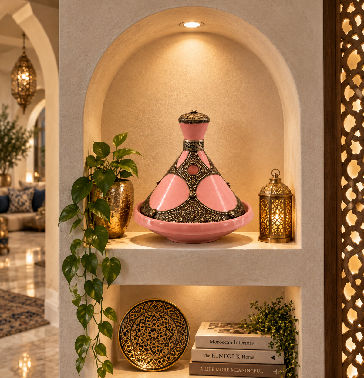 Desert Rose Sovereign Handcrafted Brass Tagine - (26x27cm)