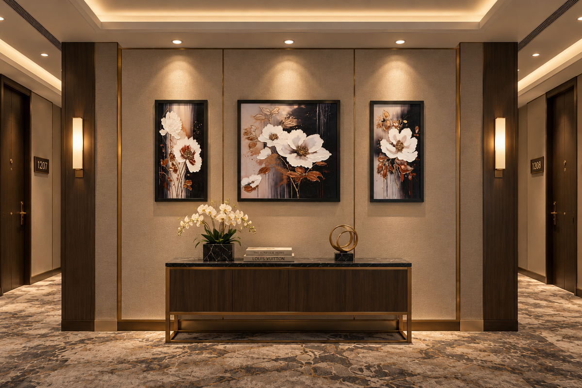 Opulent Floral Serenity Decorative Wall Art Frame - (35x65x35cm)