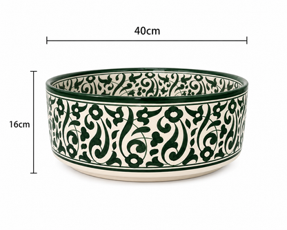 Emerald Arabesque Handcrafted Moroccan Ceramic Basin - M35