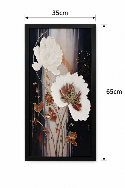 Opulent Floral Serenity Decorative Wall Art Frame - (35x65x35cm)