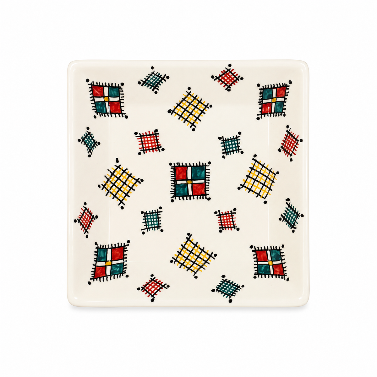 Handcrafted Moroccan Pattern Square Ceramic Plate 21cm - M12