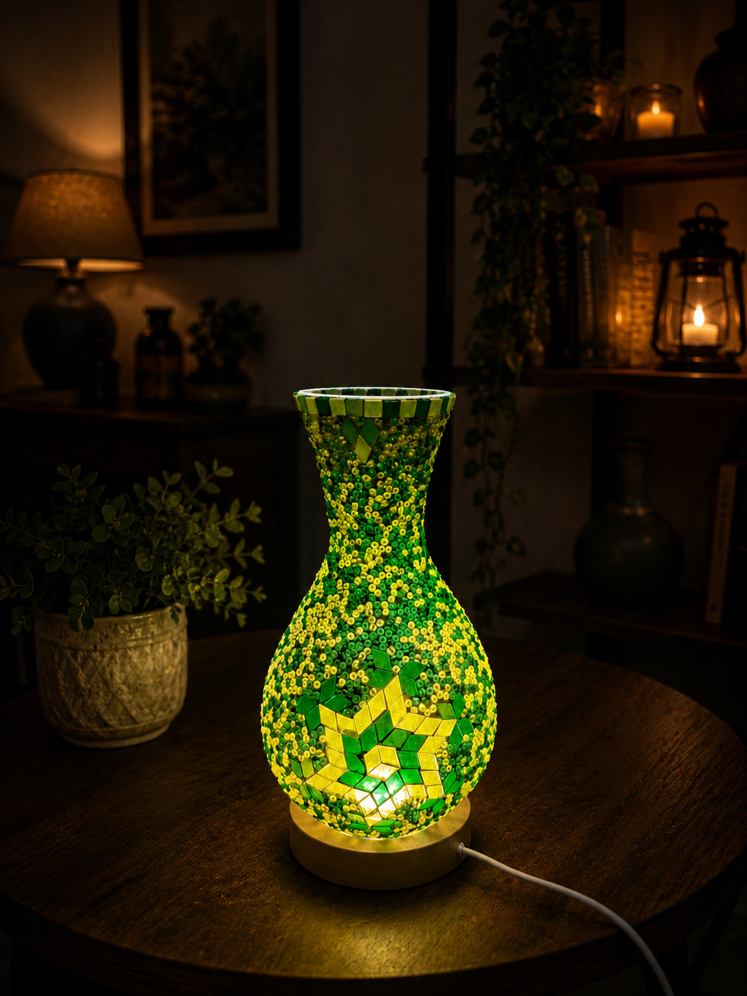 Celestial Bloom Turkish Mosaic Bedside Lamp -1011-
