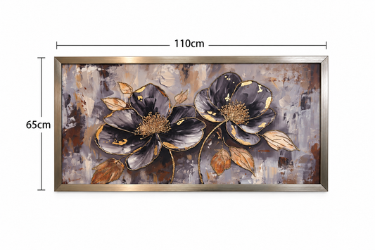 Midnight Blossom Elegance Decorative Wall Art Frame - (65x110cm)