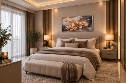 Rose Gold Petals Bloom Wall Art Frame - (65x110cm)