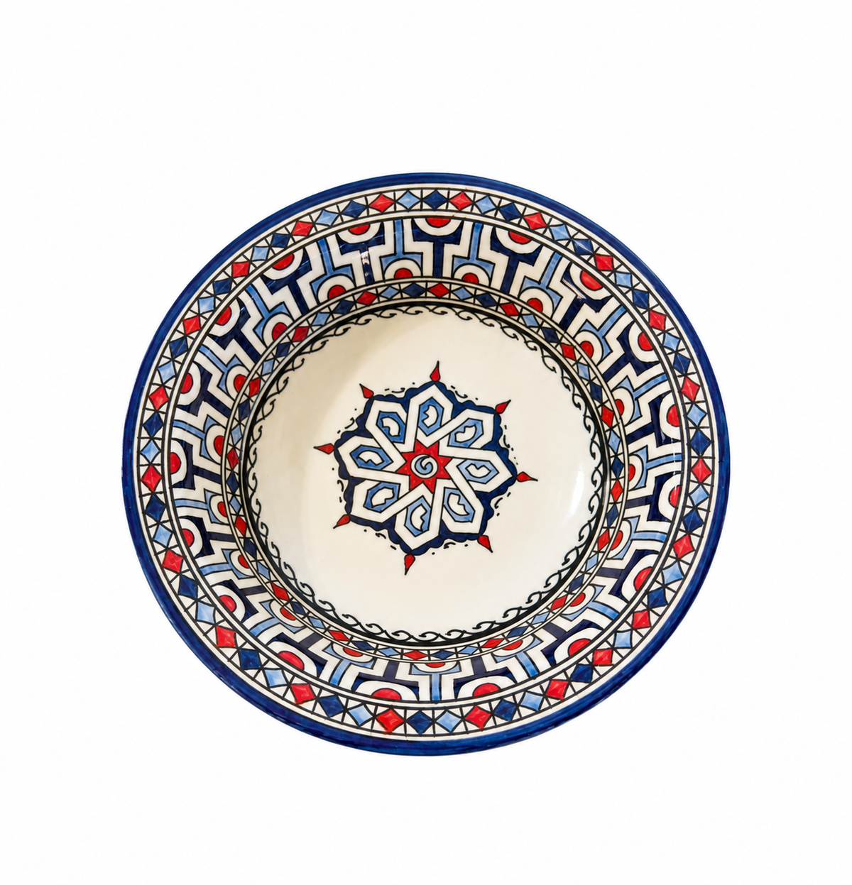 Mediterranean Heritage Moroccan Hand-Painted Ceramic Serving Plate - M4