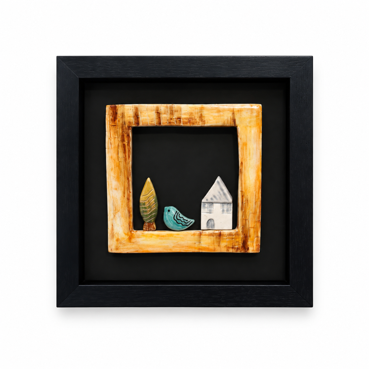 Handcrafted Rustic Ceramic Folk Art Wall Decor - (25x25cm)