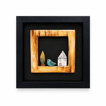 Handcrafted Rustic Ceramic Folk Art Wall Decor - (25x25cm)