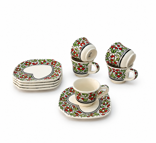 Verdantia Royale Moroccan Handcrafted Cup & Saucer 5pcs Set - M27