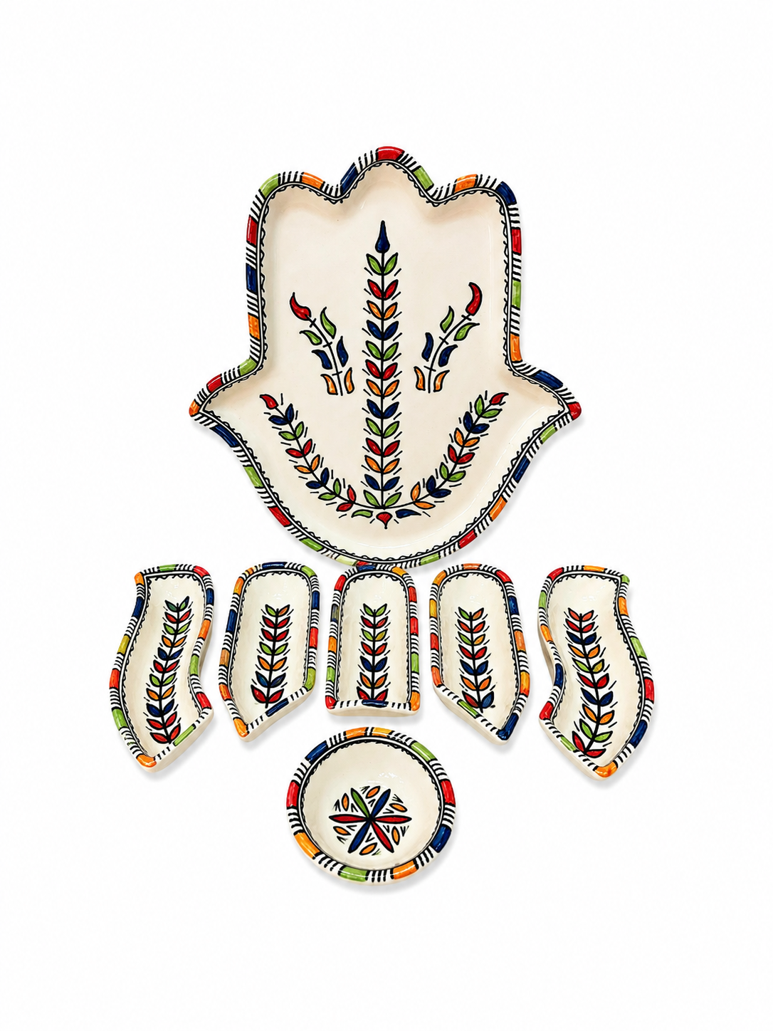 Oasis Petals Hamsa Ceramic Serving Tray - M10